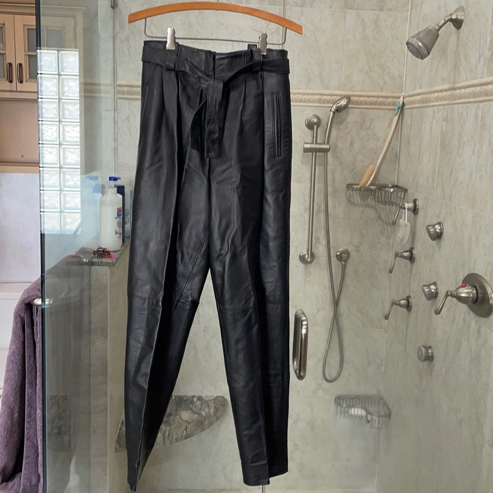 Black vintage leather pants size 6 by Julian K